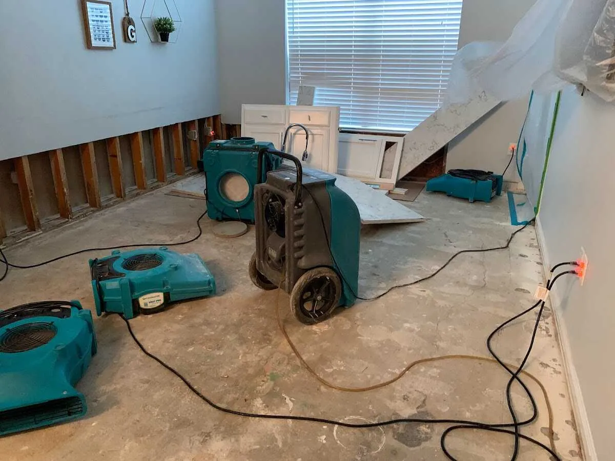 Dehumidifier in flood-cut room for Water Extraction & Removal in Frisco